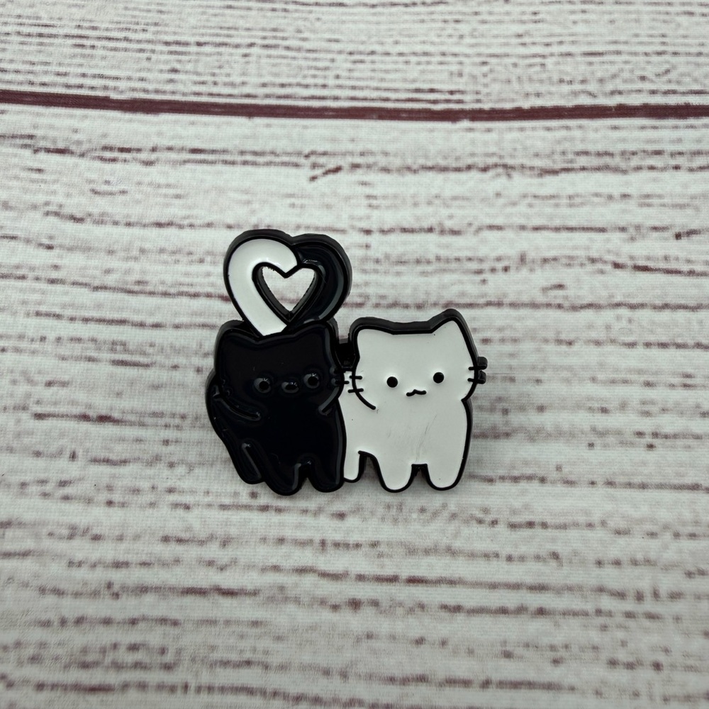 Cute Black and White Cat Enamel Pin